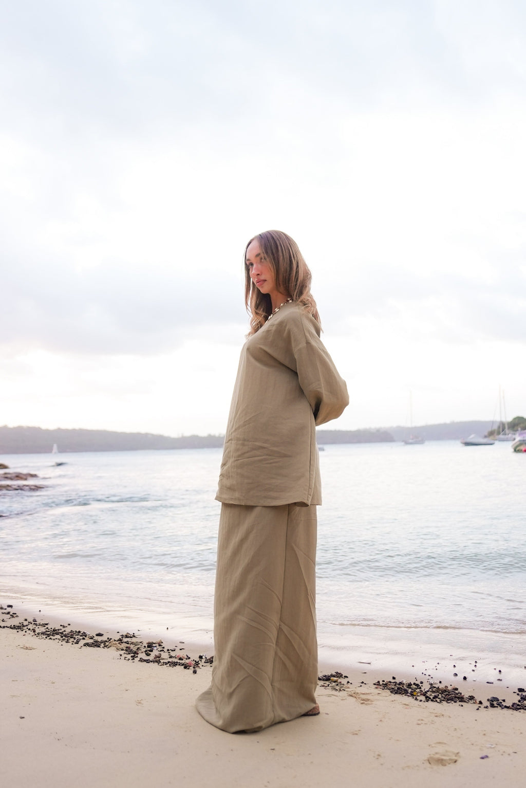 olive linen pencil skirt